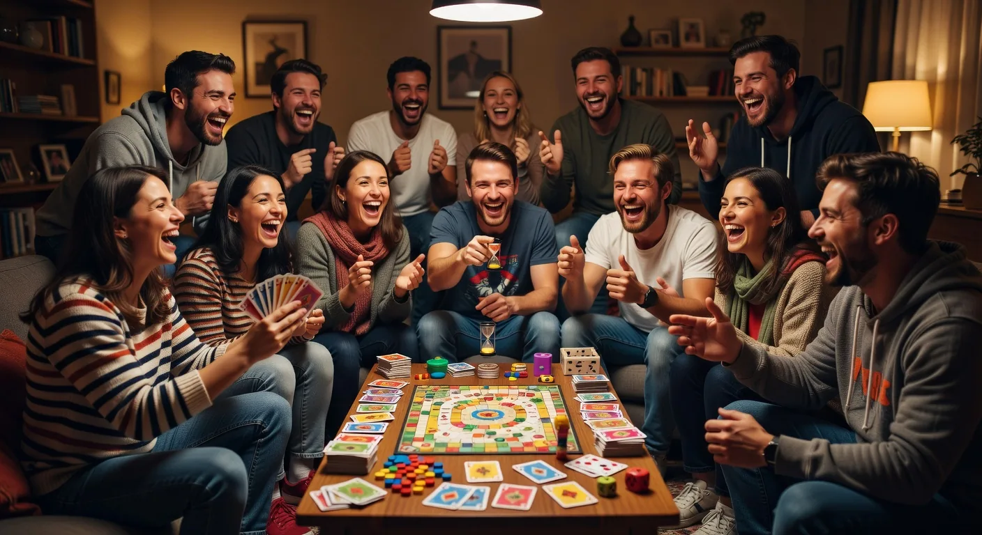 パーティーゲームで盛り上がる友達